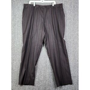 Murano Dress Pants Mens 42x30 Brown Pinstripe 100% Wool Straight Flat Front